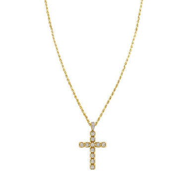Yellow Diamond Cross Pendant in 10k Yellow Gold 0.15 Ctw